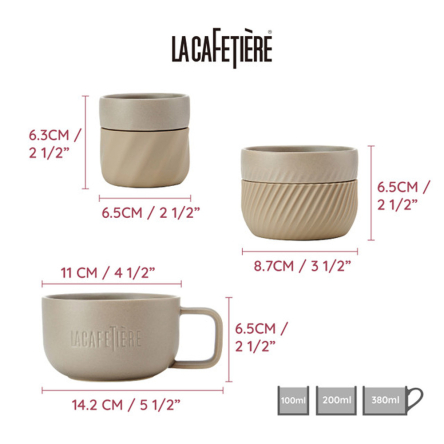 Набор чашек Kitchen Craft LA CAFETIERE Family Mug Almond, фарфор, бежевый, 3 пр. - 5