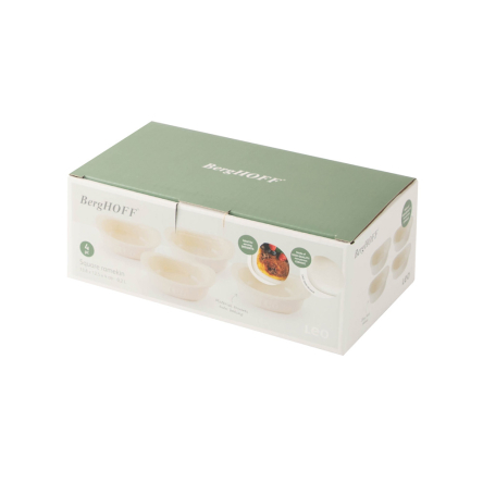 Набор квадратных форм для запекания BergHOFF LEO BALANCE бежевый, керамика, 200 мл 4 предмета (3950503) - 2