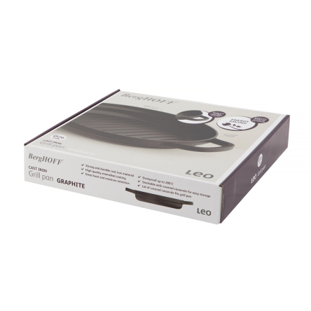 Сковорода-гриль BergHOFF LEO GRAPHITE з двома ручками, чавунна діаметр 26см, 2.1л (3950467) - 3