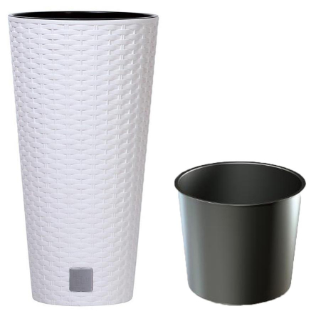 Горшок для цветов Prosperplast RATO тубус с вставкой 25х47.6см белый (77966-449) - 1