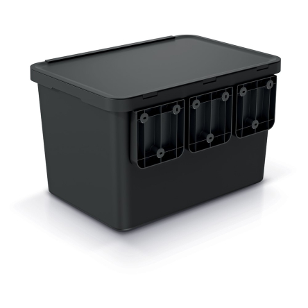 Сортувальник Prosperplast Systema 4х10л з кришкою та ніжками чорний (62868-411) - 2