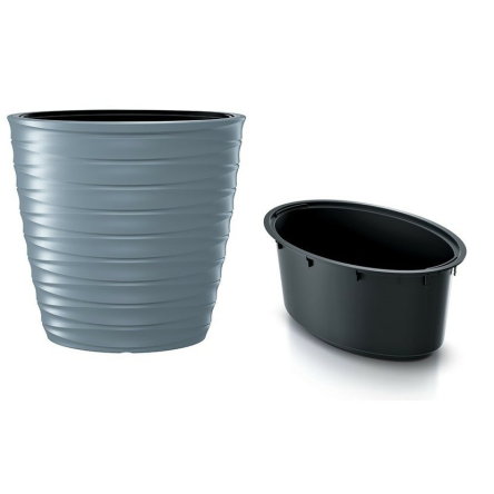 Горшок для цветов Prosperplast FREZE с вкладышем овальный 59х39х42см светло-серый (61420-443) - 1