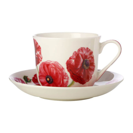 JY0035 Чашка с блюдцем Ranunculus FLORIADE фарфоровая, 480 мл - 1 JY0035 Чашка с блюдцем Ranunculus FLORIADE фарфоровая, 480 мл - 1