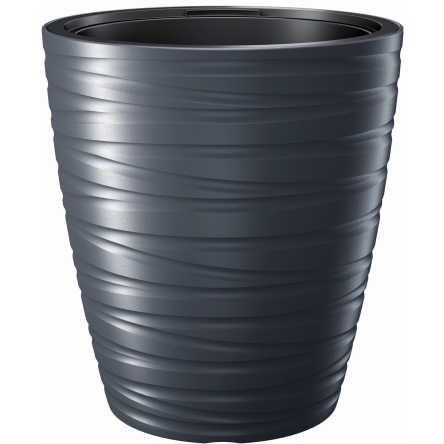 Горшок для цветов Prosperplast MAZE круглый с вкладышем 29.6х32.9см антрацит (88710-433) - 2