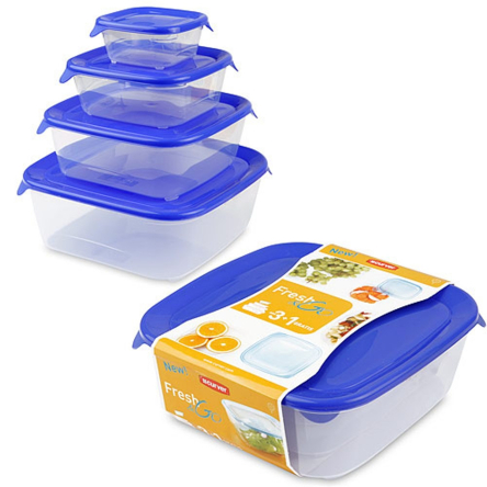 Комплект емкостей квадратных Fresh&Go 4шт (0.8+1.7+2.9+0.25л) (CUR-08927) - 1 Комплект емкостей квадратных Fresh&Go 4шт (0.8+1.7+2.9+0.25л) (CUR-08927) - 1