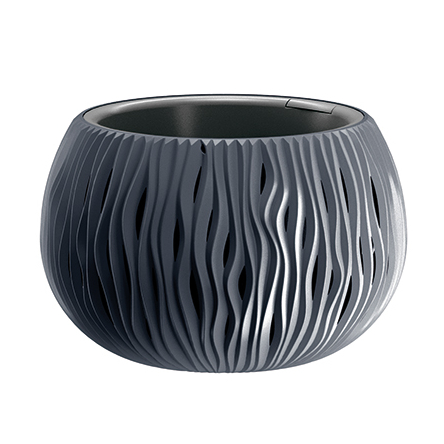 Горщик для квітів Prosperplast Sandy Bowl WS 37х37х23 круглий із вкладишем підвісний антрацит (23179-433) - 2 Горщик для квітів Prosperplast Sandy Bowl WS 37х37х23 круглий із вкладишем підвісний антрацит (23179-433) - 2