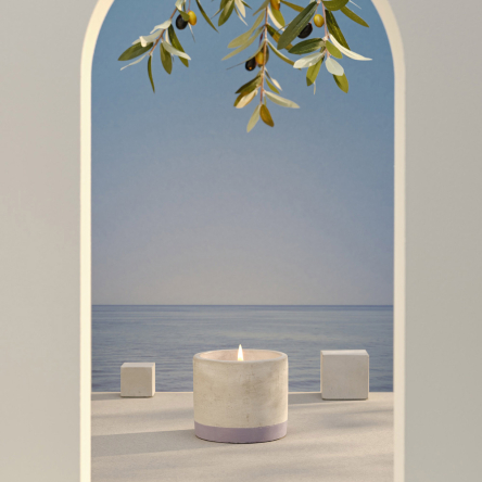 Свічка Bougies La Française у кашпо BETON, лаванда-лемонграс, 9 х 9 х 7,5 см, 180 г - 2