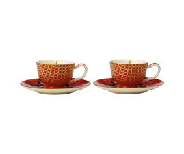 HV0167 Набор чашек для эспрессо из блюд. TEAS&amp;C`S Silk Road Cherry Red, диам. 12,5 см, 85 мл, 2 шт