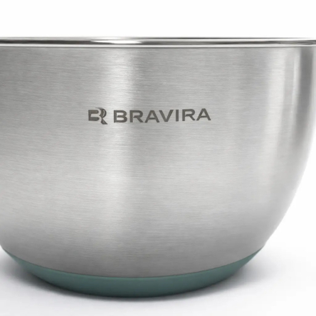 Миска BRAVIRA з нержавіючої сталі 22см силіконова ручка, основа дна з зовнішньої сторони, мірна шкала до 3.0л (BR0091) - 4