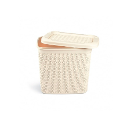 Кошик для зберігання UCS KNIT DESIGN прямокутний з кришкою 10л кремовий (UCS-86008) - 1
