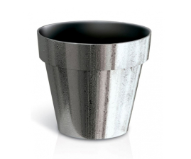 Горщик для квітів CUBE chrome silver 14х12.4см темний (71967)