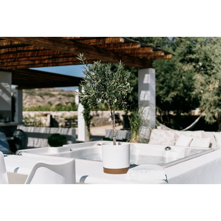 Горщик для квітів Prosperplast TUBO PM 12.8х12.8х11.3см круглий з підставкою ECO WOOD білий (66811-449) - 4