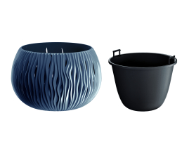 Горшок для цветов Prosperplast Sandy Bowl WS 37х37х23 круглый с вкладышем подвесной антрацит (23179-433)