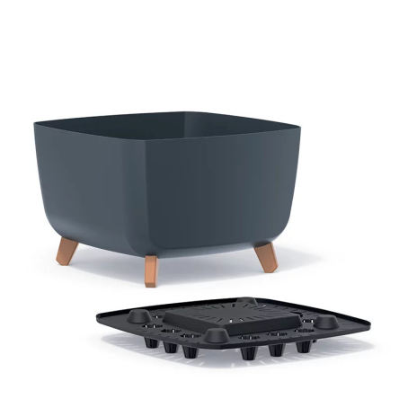 Горщик для квітів Prosperplast GRACIA SQUARE 24х24х18.7см квадратний на ніжках антрацит (63940-433) - 3