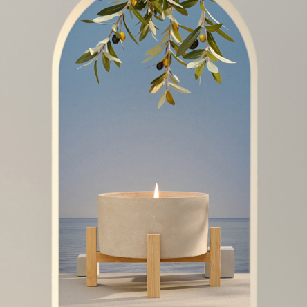 Свічка у кашпо Bougies La Française BETON на дерев'яній підставці, лемонграс, 21 х 15 см, 930 г - 4