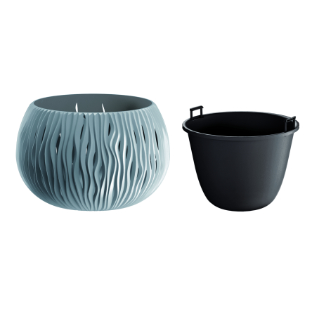 Горщик для квітів Prosperplast Sandy Bowl WS 37х37х23 круглий із вкладишем підвісний сірий (23179-405) - 1