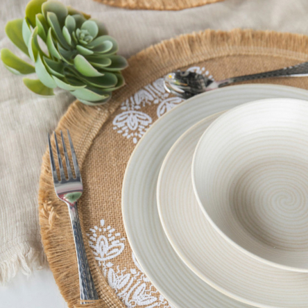Набір плейсматів Creative Tops White Leaf, джут, діам. 41 см, 4 пр. - 2