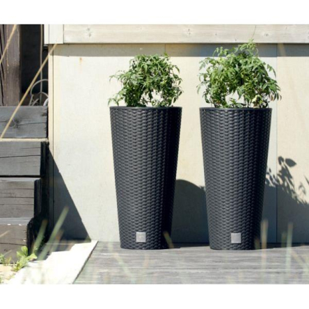 Горшок для цветов Prosperplast RATO тубус с вставкой 25х47.6см антрацит (77966-433) - 3