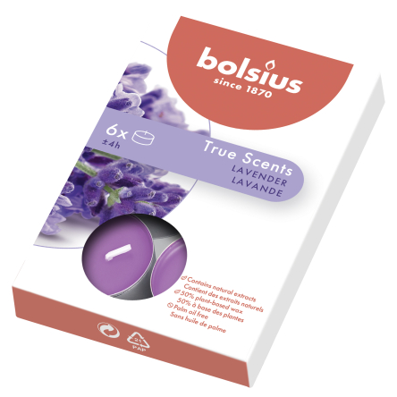 Свічки ароматичні чайні Bolsius True Scents Lawenda 6шт.(BOL-941577) - 2