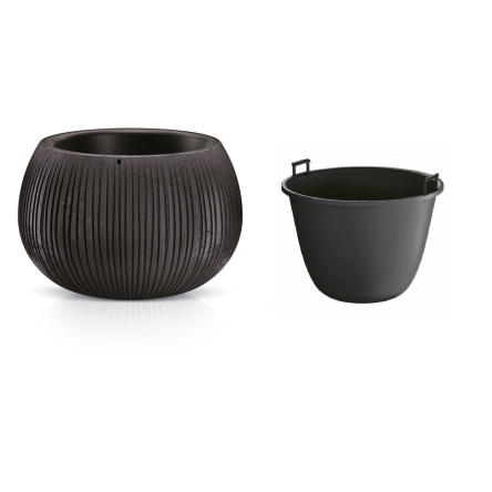 Горщик для квітів Prosperplast BETON BOWL із вкладишем 48х30см чорний (65940-411) - 2 Горщик для квітів Prosperplast BETON BOWL із вкладишем 48х30см чорний (65940-411) - 2