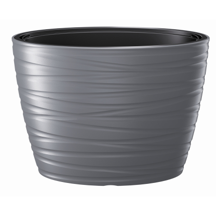 Горшок для цветов Prosperplast MAZE овальный с вкладышем 58.5х38.5х42см серый (88895-405) - 3