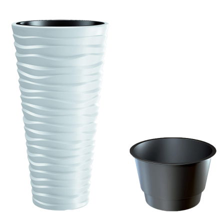 Горшок для цветов Prosperplast SAND высокий с вкладышем 35х35х62см белый (79620-449) - 1