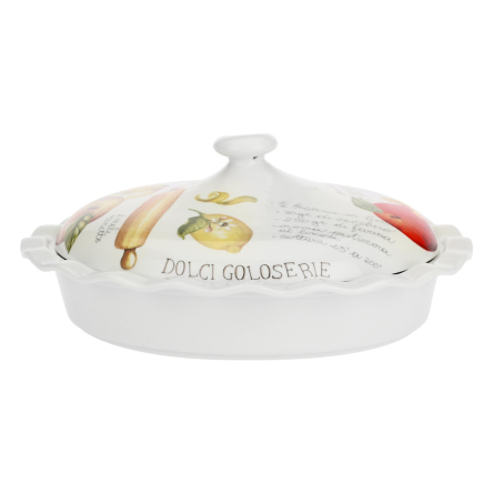 P022600027 Форма для пирога с крышкой La Porcellana Bianca GOLOSERIE, фарфор, диам. 27,5 см - 1