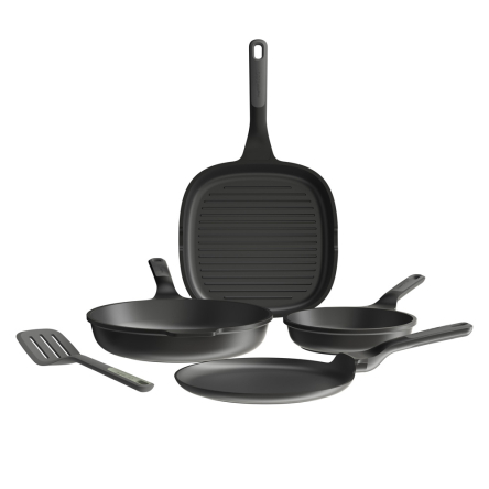 Набір сковорідок з антипригарним покриттям BergHOFF LEO STONE з лопаткою BergHOFF LEO BALANCE, 5 предметів (3950601) - 1 Набір сковорідок з антипригарним покриттям BergHOFF LEO STONE з лопаткою BergHOFF LEO BALANCE, 5 предметів (3950601) - 1