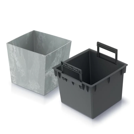Горшок для цветов Prosperplast URBI SQUARE LOW EFFECT 29.5х29.5х29см квадратный с вкладышем бетон мраморный (56942-422) - 3