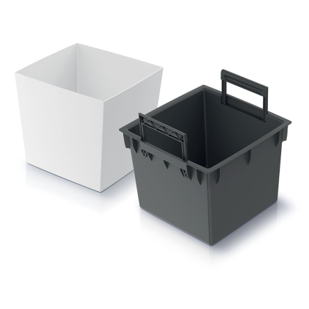 Горщик для квітів Prosperplast URBI SQUARE LOW 29.5х29.5х29см квадратний із вкладишем білий (88519-449) - 2