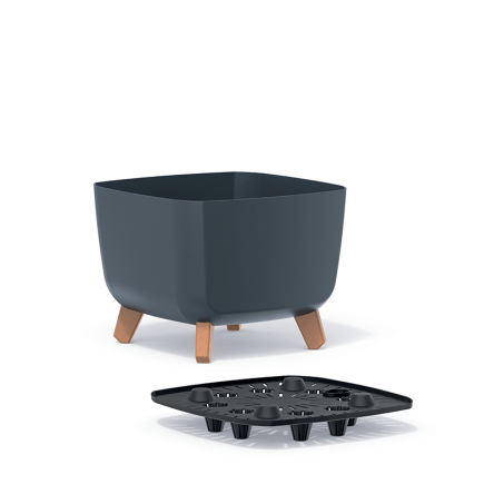 Горщик для квітів Prosperplast GRACIA SQUARE 29х29х22см квадратний на ніжках світло-сірий (64206-443) - 2