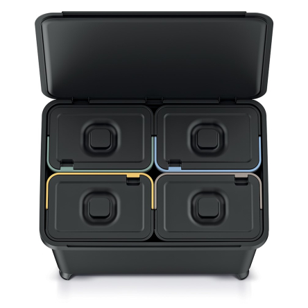 Сортувальник Prosperplast Systema 4х10л з кришкою та ніжками чорний (62868-411) - 3