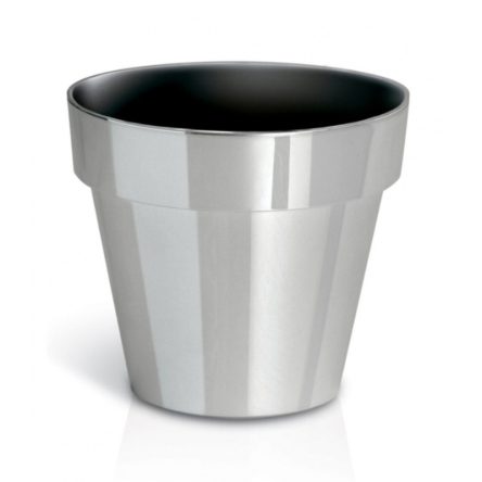 Горщик для квітів CUBE chrome silver 14х12.4см світлий (71963) - 1