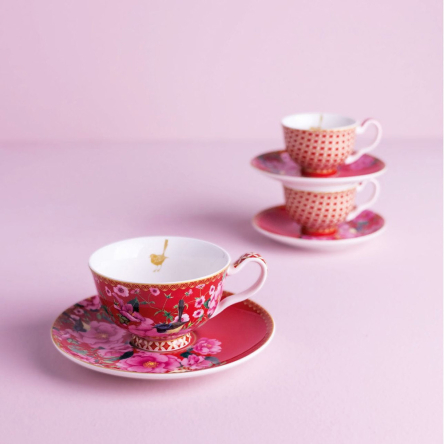 HV0167 Набір чашок для еспресо з блюд. TEAS &amp; C`S Silk Road Cherry Red, діам. 12,5 см, 85 мл, 2 шт - 6
