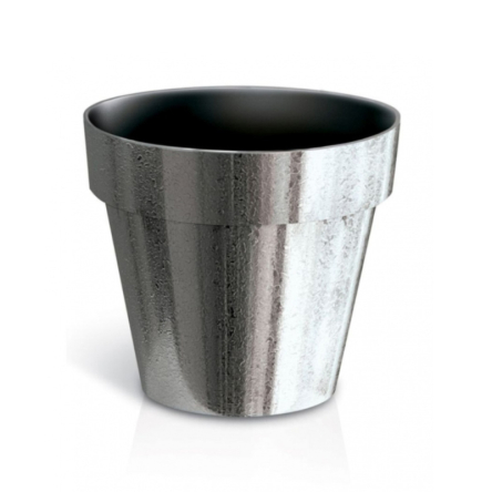 Горшок для цветов CUBE chrome silver 11х9.7см темный (71966) - 1