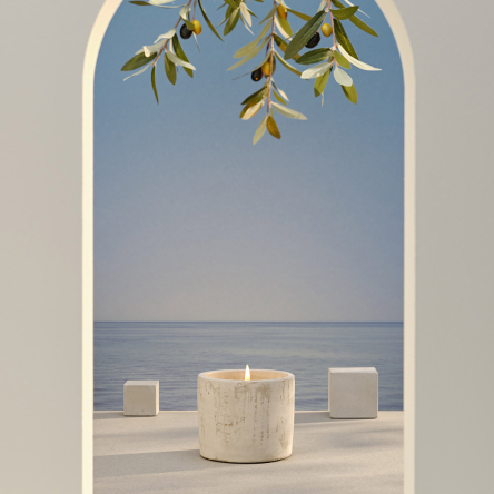 Свеча Bougies La Française в кашпо BETON, лемонграсс, 11 х 11 х 9,5 см, 400 г - 2