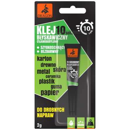 Клей ціаноакриловий 10-секундний миттєвої дії 2г (DRG-29454) - 1 Клей ціаноакриловий 10-секундний миттєвої дії 2г (DRG-29454) - 1