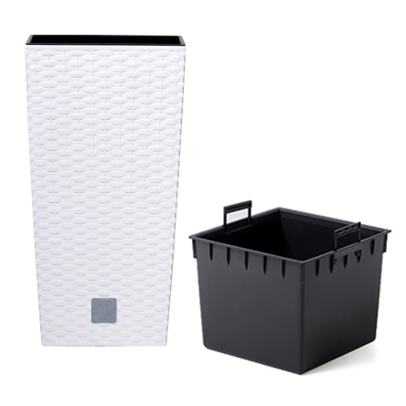 Горщик для квітів Prosperplast RATO квадратний високий зі вставкою 40х75см білий (77952-449) - 1