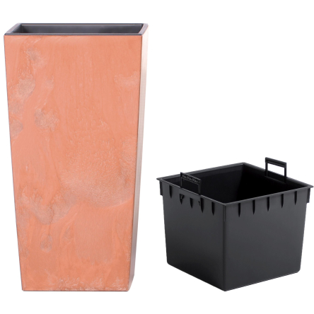 Горщик для квітів Prosperplast URBI SQUARE EFFECT 17х32см квадратний з вкладишем мармуровий терра (66282-624) - 1 Горщик для квітів Prosperplast URBI SQUARE EFFECT 17х32см квадратний з вкладишем мармуровий терра (66282-624) - 1
