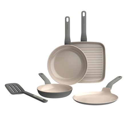 Набір сковорідок з антипригарним покриттям BergHOFF LEO BALANCE Moonmist з лопаткою 5 предметів (3950442) - 1