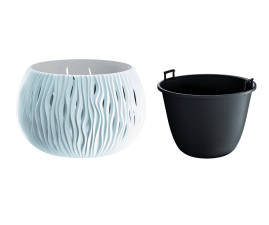 Горшок для цветов Prosperplast Sandy Bowl WS 37х37х23 круглый с вкладышем подвесной белый (23179-449)