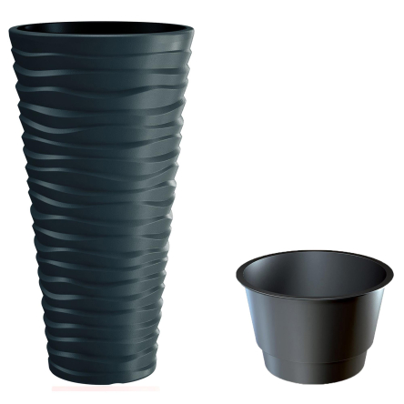 Горшок для цветов Prosperplast SAND высокий с вкладышем 40х40х75см антрацит (79621-433) - 1 Горшок для цветов Prosperplast SAND высокий с вкладышем 40х40х75см антрацит (79621-433) - 1