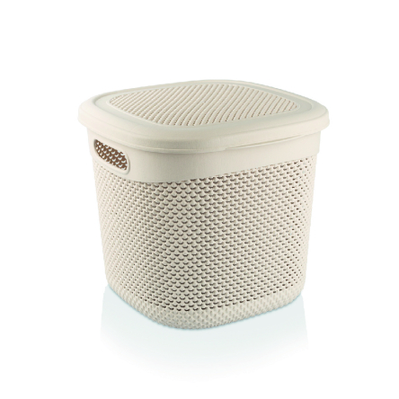 Кошик UCS DROP DESIGN квадратний з кришкою 36л кремовий (UCS-116903) - 1 Кошик UCS DROP DESIGN квадратний з кришкою 36л кремовий (UCS-116903) - 1
