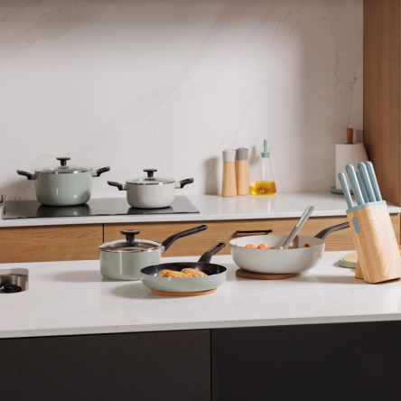 Набор посуды с антипригарным покрытием BergHOFF LEO GLINTS SAGE 7 предметов (3950636) - 5