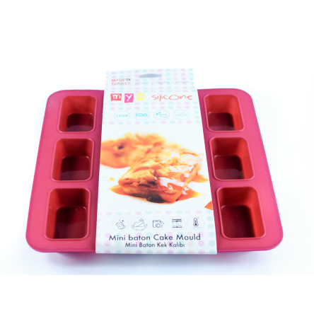 Форма силіконова MysSilicone для випікання Прямокутник 12шт малинова (MYS-610) - 1