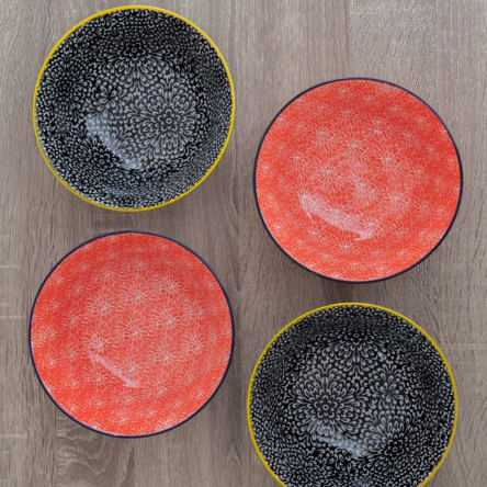 Набор мисок Kitchen Craft Red and Black Floral, керамика, диам. 15,5 см, 4 шт. - 3