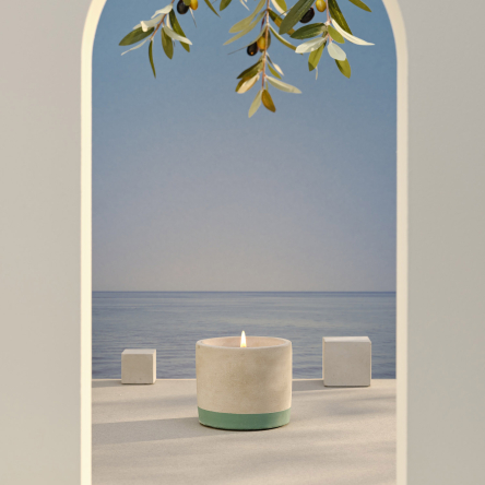 Свеча Bougies La Française в кашпо BETON, мята-лемонграсс, 9 х 9 х 7,5 см, 180 г - 2