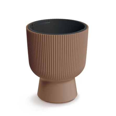 Горщик для квітів Prosperplast Milly 23.9х23.9х30.5см круглий на ніжці каштаново-коричневий (74448-7587) - 1