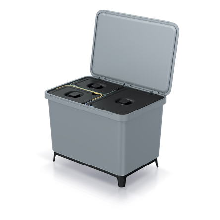 Сортувальник Prosperplast Systema 1х23л + 2х10л з кришкою та ніжками сірий (62837-429) - 1