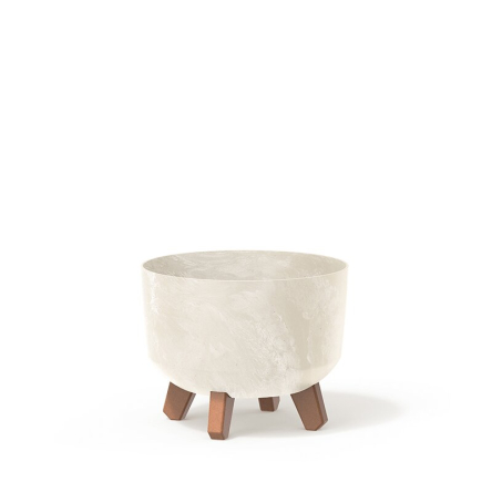 Горщик для квітів Prosperplast GRACIA BETON EFFECT 33.9х24см круглий на ніжках кремовий (72911-700) - 1